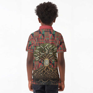 Black Heritage Tree Kid Polo Shirt African Root Black History Kente Pattern