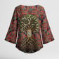 Black Heritage Tree Kimono Sleeve Blouse African Root Black History Kente Pattern