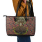 Black Heritage Tree Leather Tote Bag African Root Black History Kente Pattern