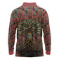 Black Heritage Tree Long Sleeve Polo Shirt African Root Black History Kente Pattern