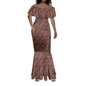 Black Heritage Tree Mermaid Dress African Root Black History Kente Pattern