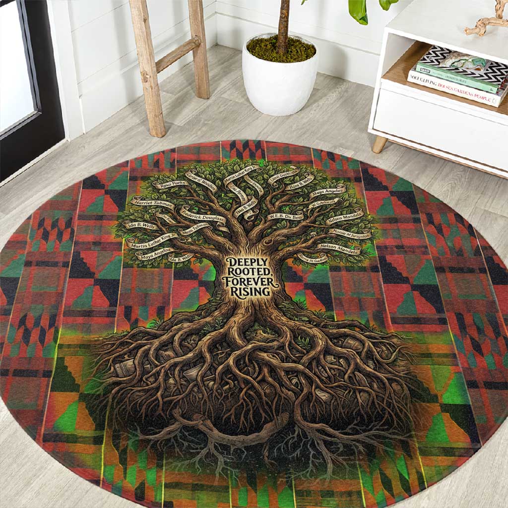 Black Heritage Tree Round Carpet African Root Black History Kente ...