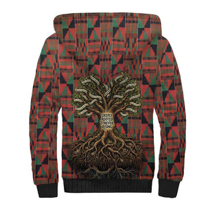 Black Heritage Tree Sherpa Hoodie African Root Black History Kente Pattern