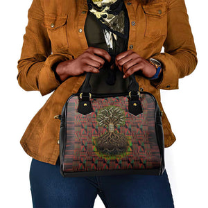 Black Heritage Tree Shoulder Handbag African Root Black History Kente Pattern