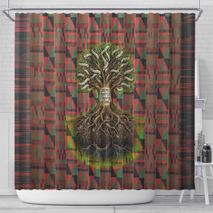 Black Heritage Tree Shower Curtain African Root Black History Kente Pattern