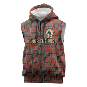 Black Heritage Tree Sleeveless Zip Hoodie African Root Black History Kente Pattern