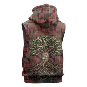 Black Heritage Tree Sleeveless Zip Hoodie African Root Black History Kente Pattern