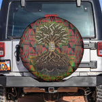 Black Heritage Tree Spare Tire Cover African Root Black History Kente Pattern