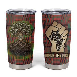Black Heritage Tree Tumbler Cup African Root Black History Kente Pattern