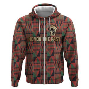 Black Heritage Tree Zip Hoodie African Root Black History Kente Pattern