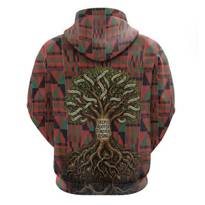 Black Heritage Tree Zip Hoodie African Root Black History Kente Pattern