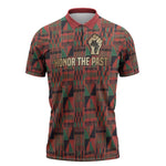 Black Heritage Tree Zipper Polo Shirt African Root Black History Kente Pattern