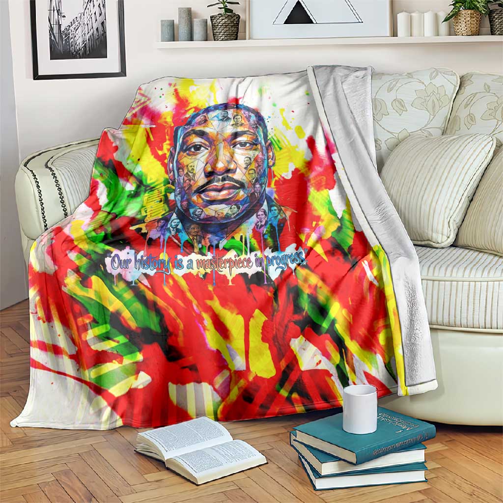 MLK Black Excellence Blanket Martin Luther King Jr Colorful Abstract Watercolor