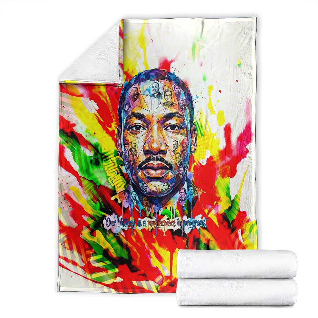 MLK Black Excellence Blanket Martin Luther King Jr Colorful Abstract Watercolor