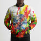 MLK Black Excellence Bomber Puffer Jacket Martin Luther King Jr Colorful Abstract Watercolor