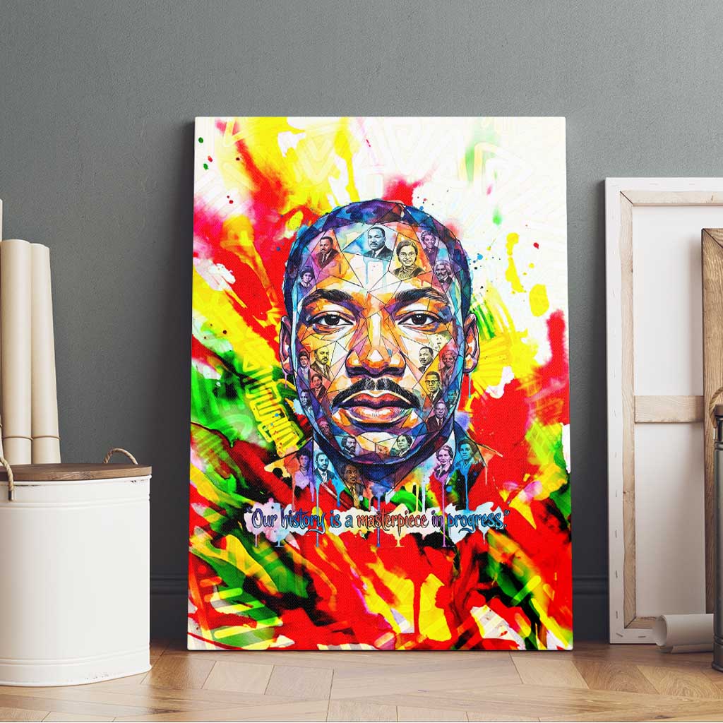 MLK Black Excellence Canvas Wall Art Martin Luther King Jr Colorful Abstract Watercolor