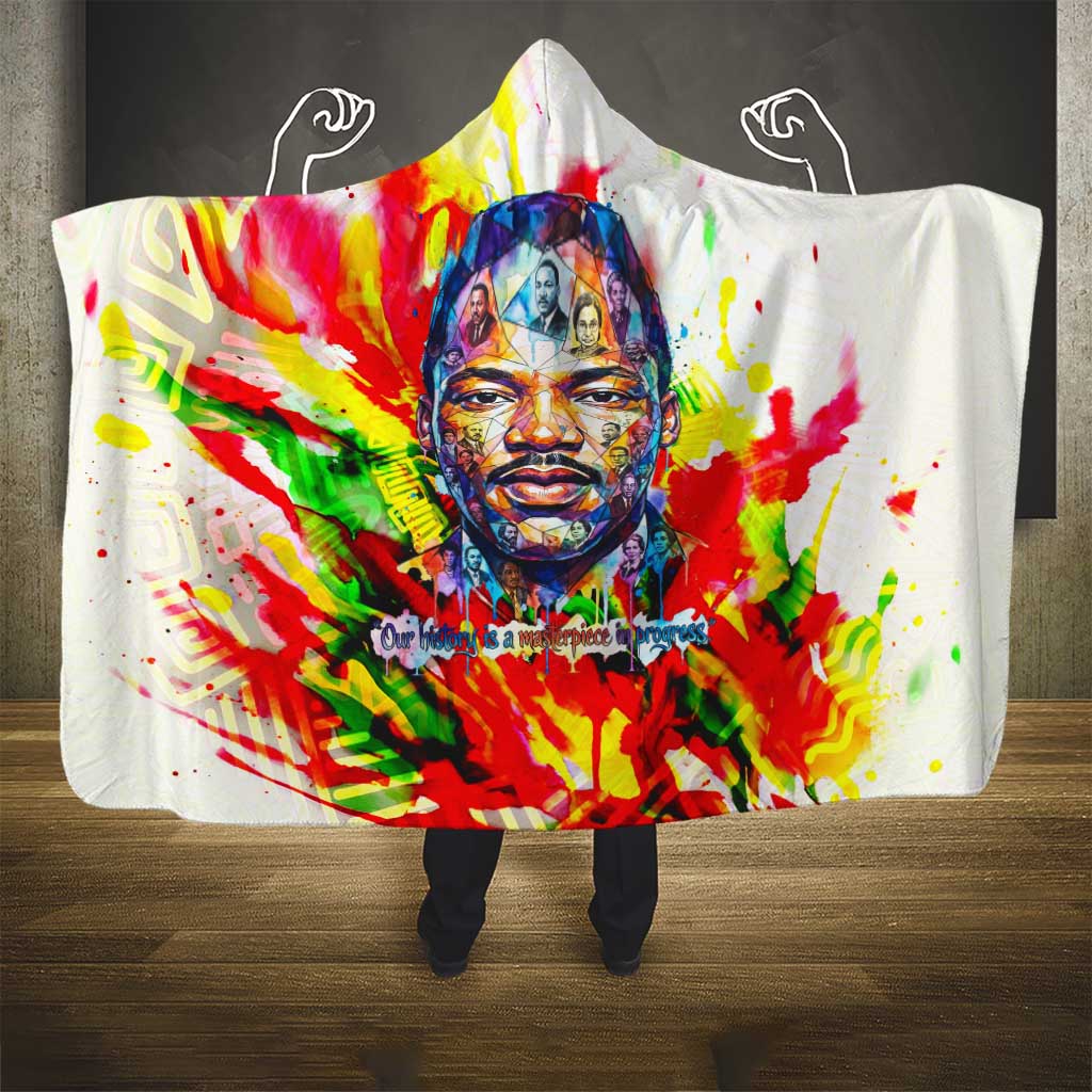MLK Black Excellence Hooded Blanket Martin Luther King Jr Colorful Abstract Watercolor