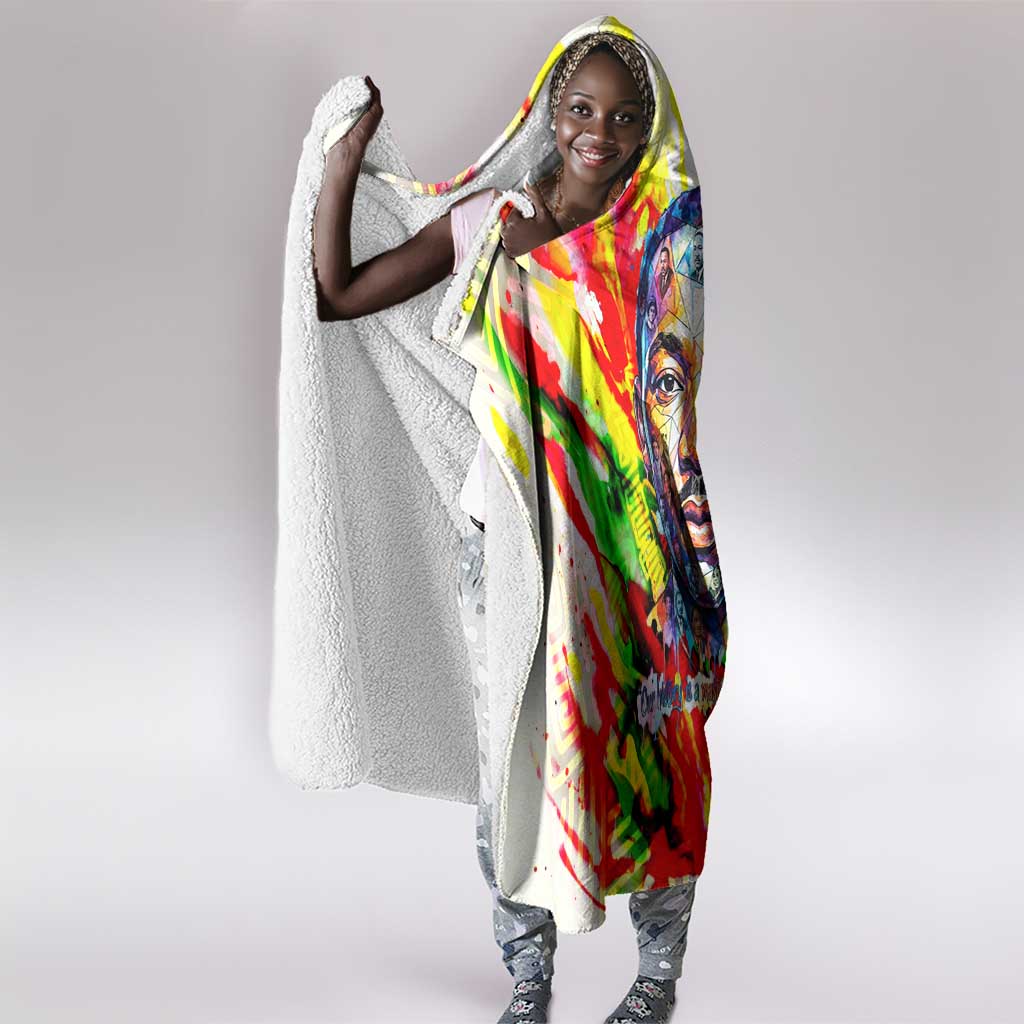 MLK Black Excellence Hooded Blanket Martin Luther King Jr Colorful Abstract Watercolor