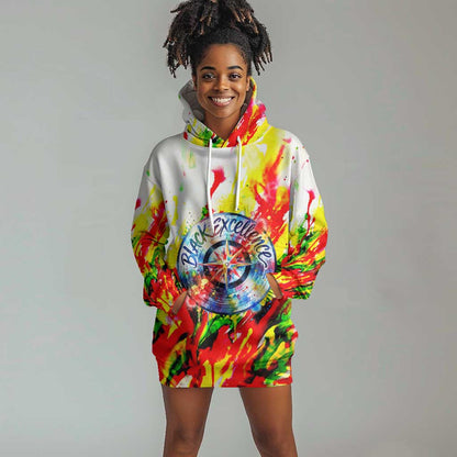 MLK Black Excellence Hoodie Dress Martin Luther King Jr Colorful Abstract Watercolor
