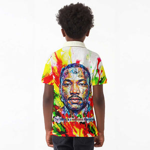 MLK Black Excellence Kid Polo Shirt Martin Luther King Jr Colorful Abstract Watercolor
