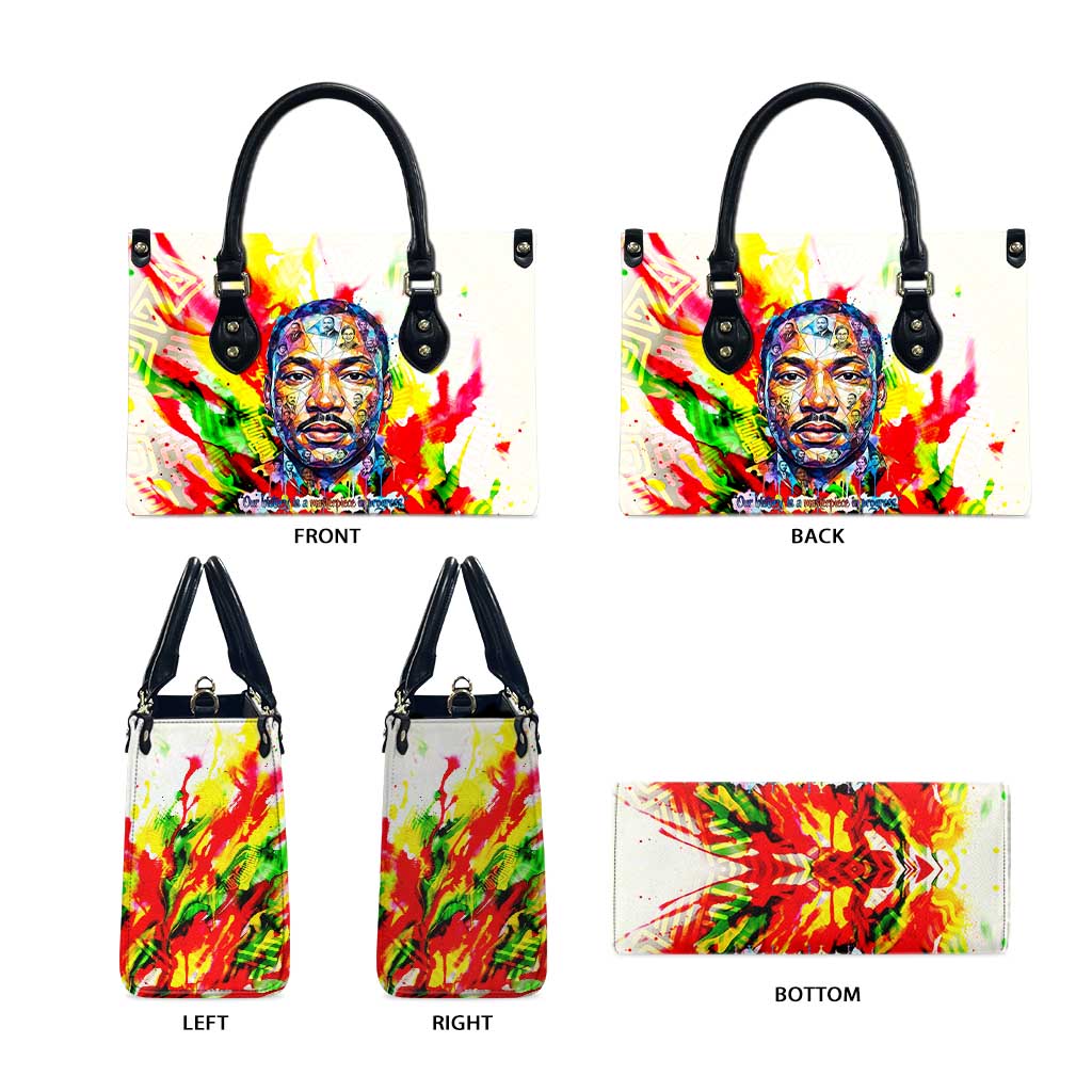 MLK Black Excellence Leather Bag Martin Luther King Jr Colorful Abstract Watercolor