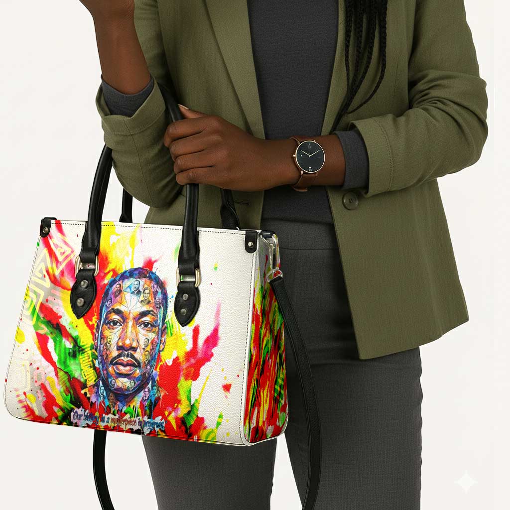 MLK Black Excellence Leather Bag Martin Luther King Jr Colorful Abstract Watercolor