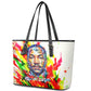 MLK Black Excellence Leather Tote Bag Martin Luther King Jr Colorful Abstract Watercolor