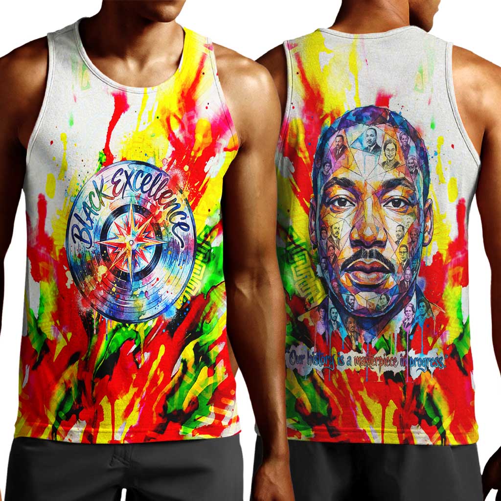 MLK Black Excellence Men Tank Top Martin Luther King Jr Colorful Abstract Watercolor