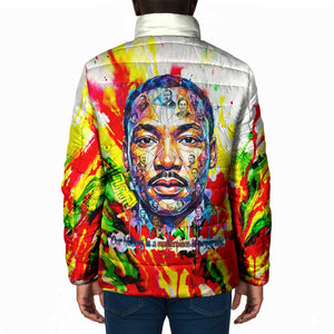 MLK Black Excellence Padded Jacket Martin Luther King Jr Colorful Abstract Watercolor