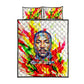 MLK Black Excellence Quilt Bed Set Martin Luther King Jr Colorful Abstract Watercolor