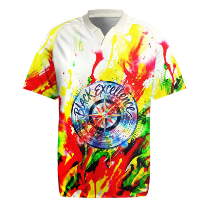 MLK Black Excellence Rugby Jersey Martin Luther King Jr Colorful Abstract Watercolor