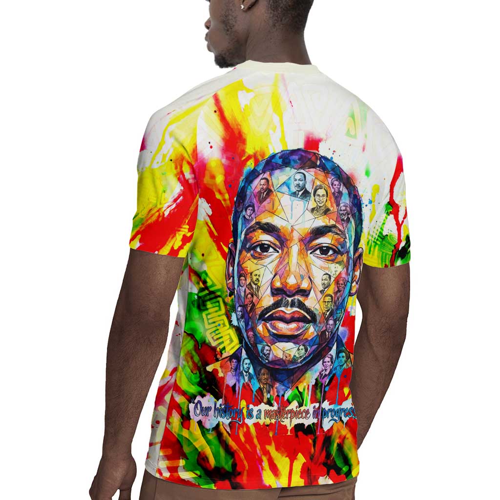MLK Black Excellence Rugby Jersey Martin Luther King Jr Colorful Abstract Watercolor