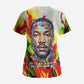MLK Black Excellence Scrub Top Martin Luther King Jr Colorful Abstract Watercolor