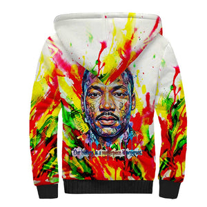 MLK Black Excellence Sherpa Hoodie Martin Luther King Jr Colorful Abstract Watercolor