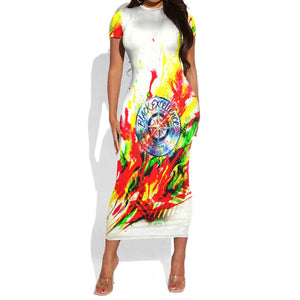 MLK Black Excellence Short Sleeve Bodycon Dress Martin Luther King Jr Colorful Abstract Watercolor