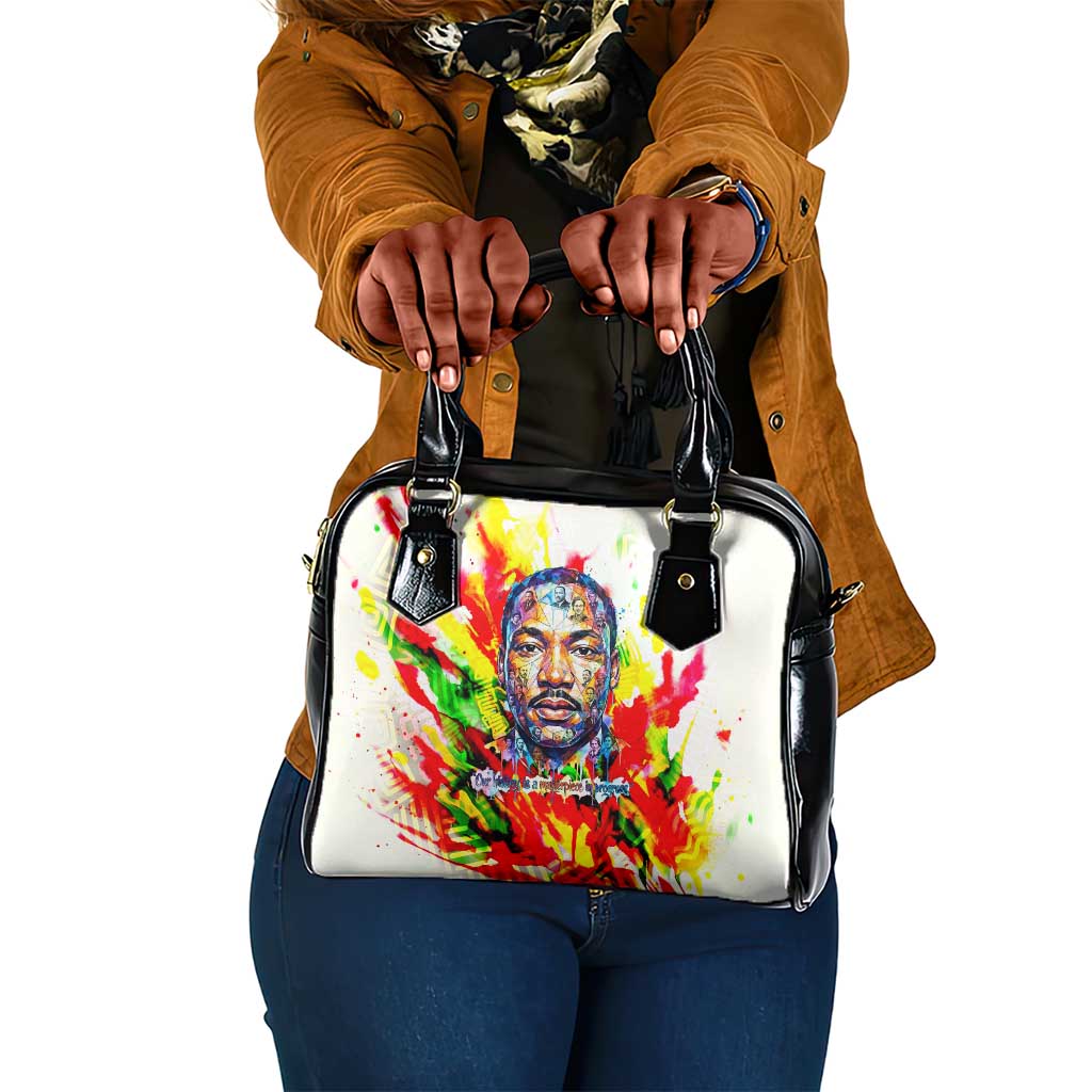 MLK Black Excellence Shoulder Handbag Martin Luther King Jr Colorful Abstract Watercolor