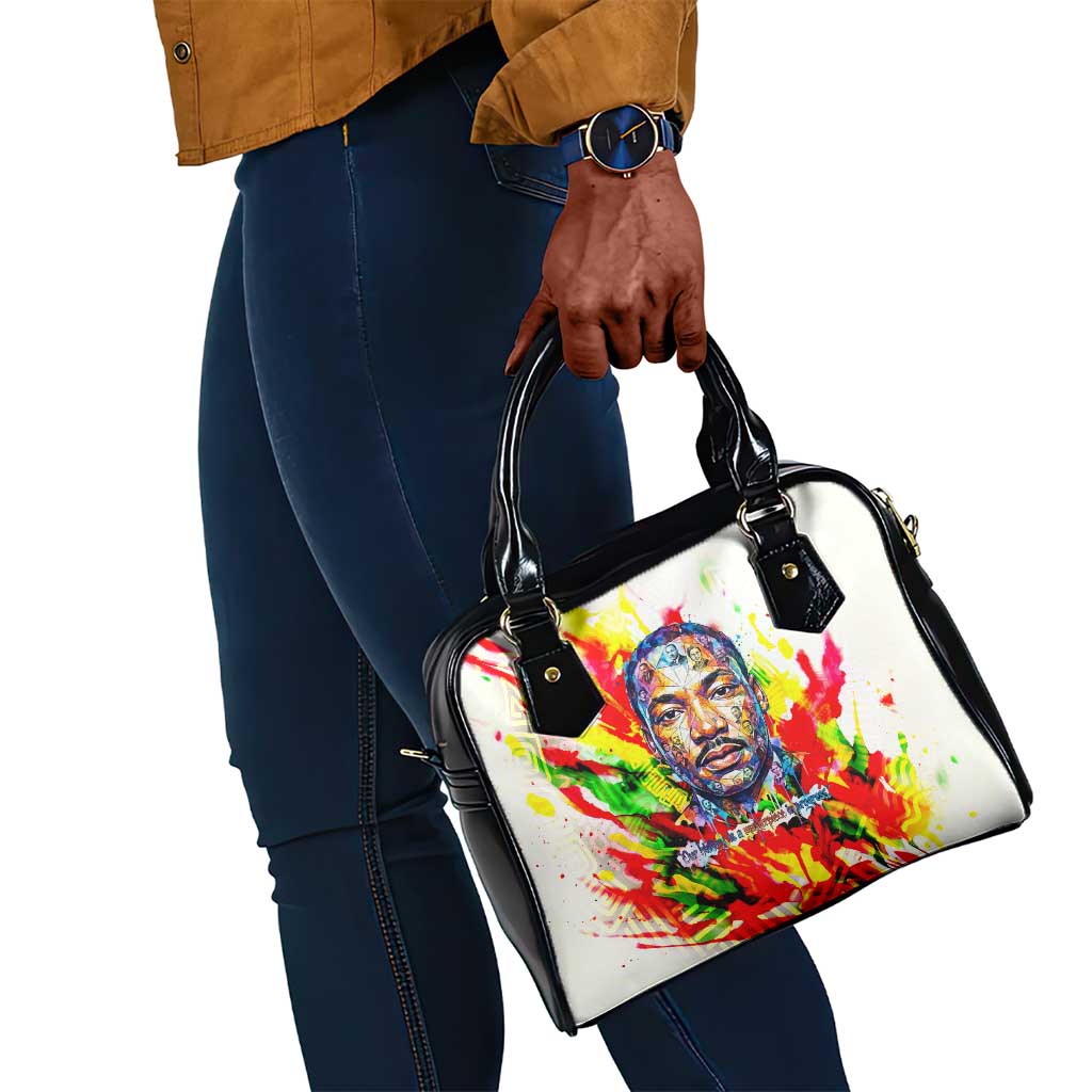 MLK Black Excellence Shoulder Handbag Martin Luther King Jr Colorful Abstract Watercolor