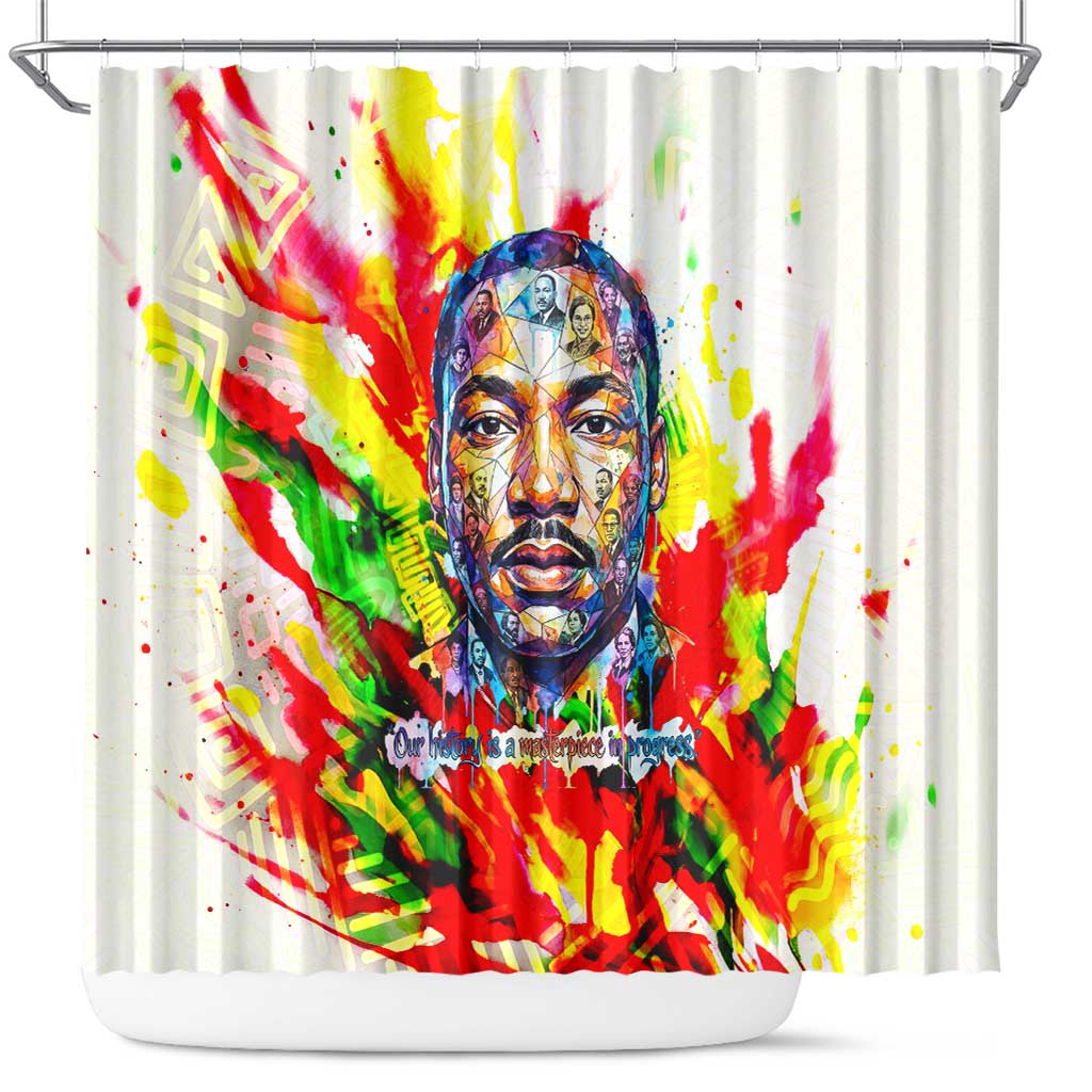 MLK Black Excellence Shower Curtain Martin Luther King Jr Colorful Abstract Watercolor