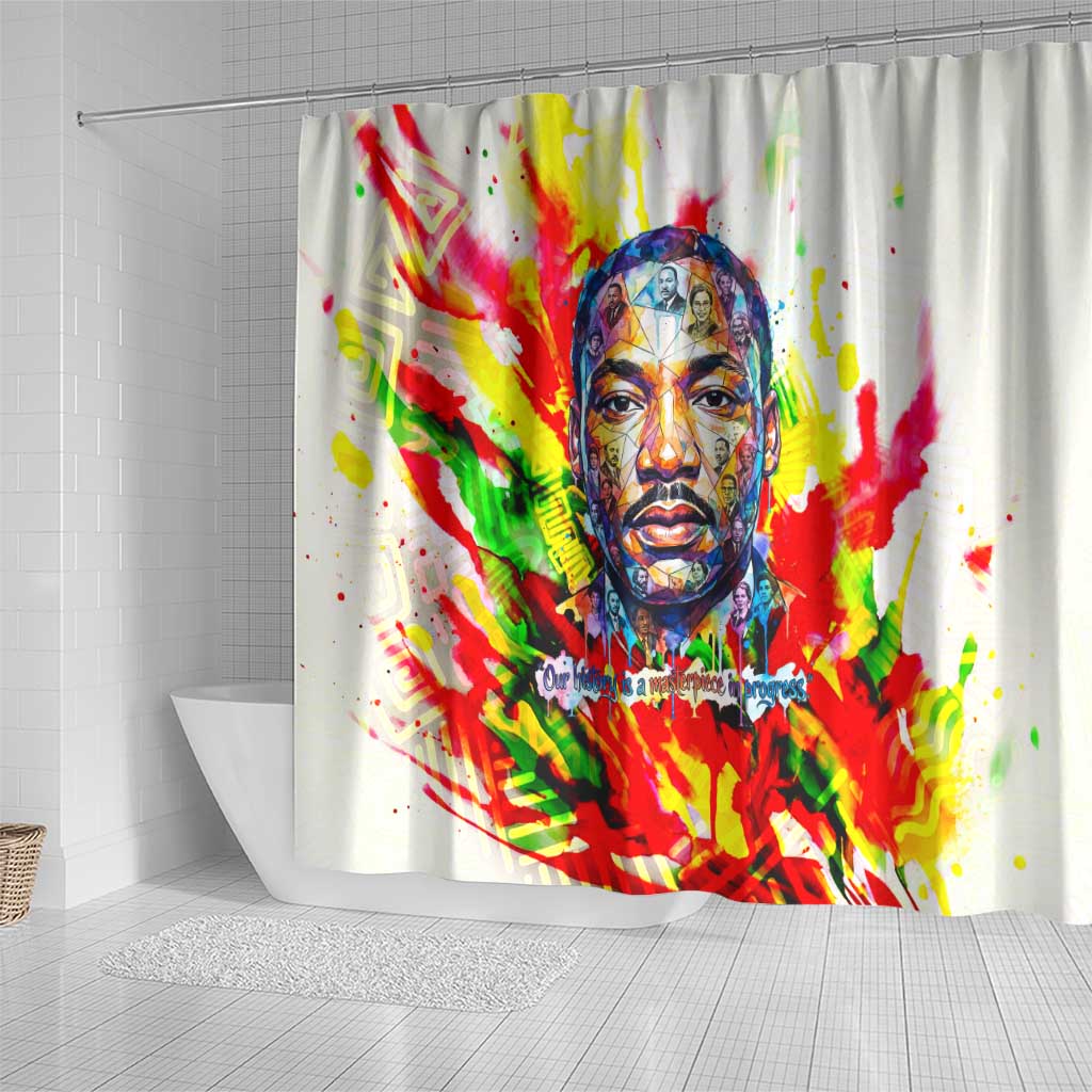MLK Black Excellence Shower Curtain Martin Luther King Jr Colorful Abstract Watercolor