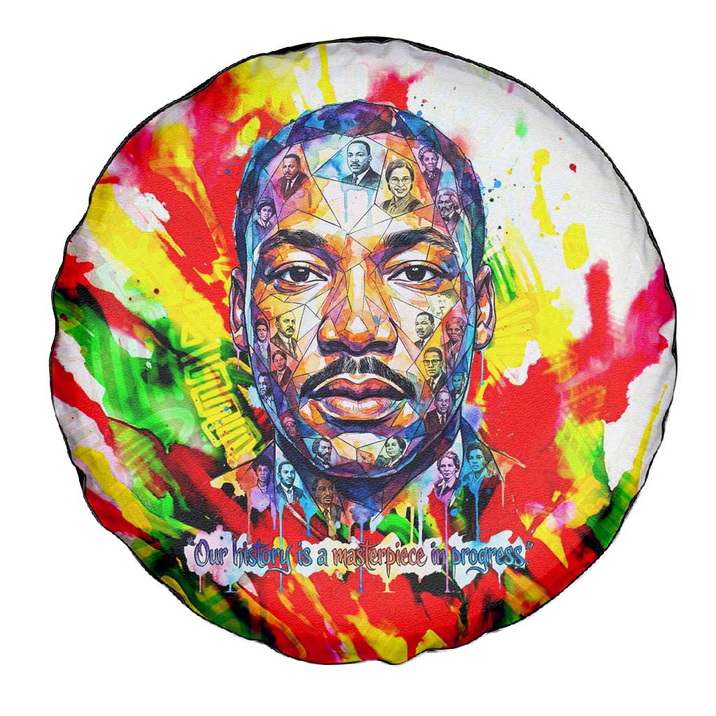 MLK Black Excellence Spare Tire Cover Martin Luther King Jr Colorful Abstract Watercolor