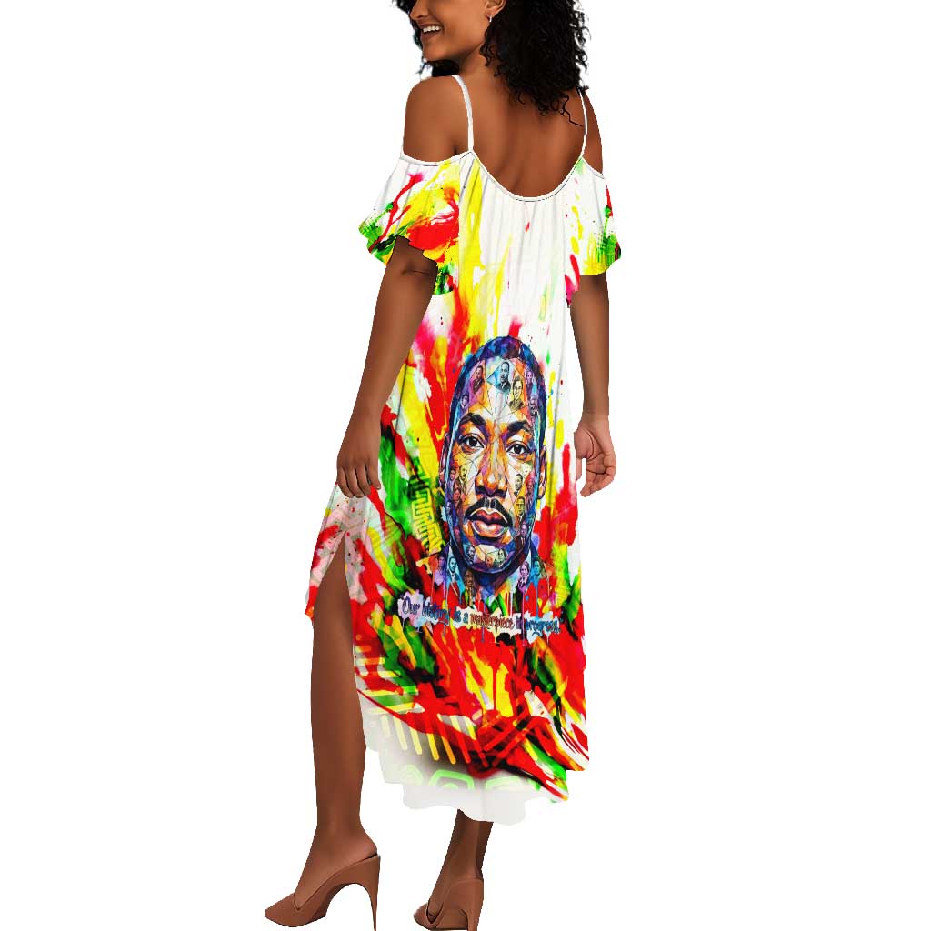 MLK Black Excellence Summer Maxi Dress Martin Luther King Jr Colorful Abstract Watercolor