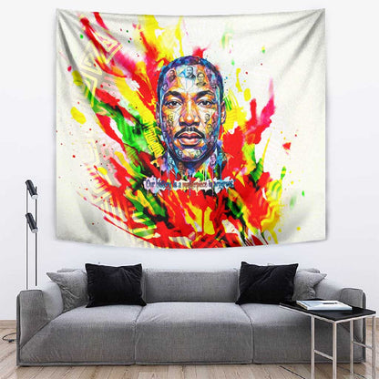MLK Black Excellence Tapestry Martin Luther King Jr Colorful Abstract Watercolor