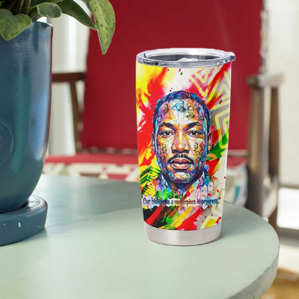 MLK Black Excellence Tumbler Cup Martin Luther King Jr Colorful Abstract Watercolor