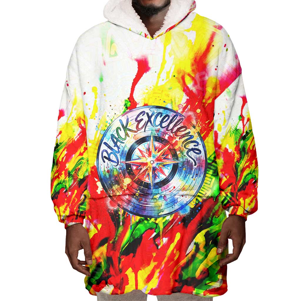 MLK Black Excellence Wearable Blanket Hoodie Martin Luther King Jr Colorful Abstract Watercolor
