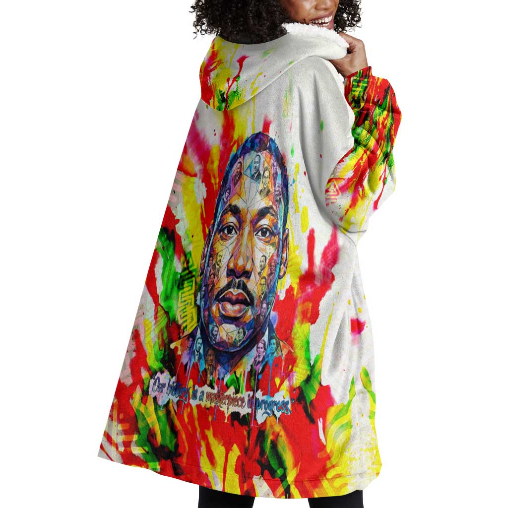 MLK Black Excellence Wearable Blanket Hoodie Martin Luther King Jr Colorful Abstract Watercolor