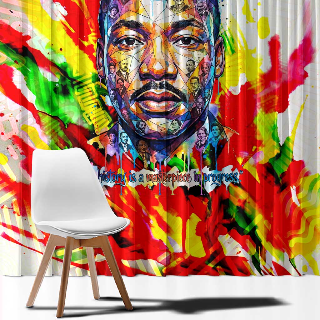 MLK Black Excellence Window Curtain Martin Luther King Jr Colorful Abstract Watercolor
