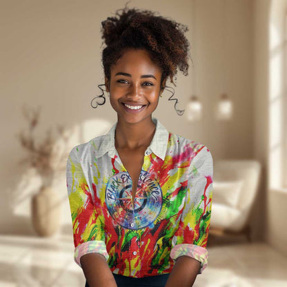 MLK Black Excellence Women Casual Shirt Martin Luther King Jr Colorful Abstract Watercolor