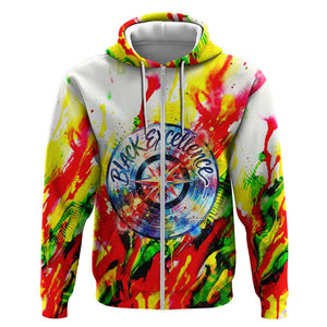 MLK Black Excellence Zip Hoodie Martin Luther King Jr Colorful Abstract Watercolor