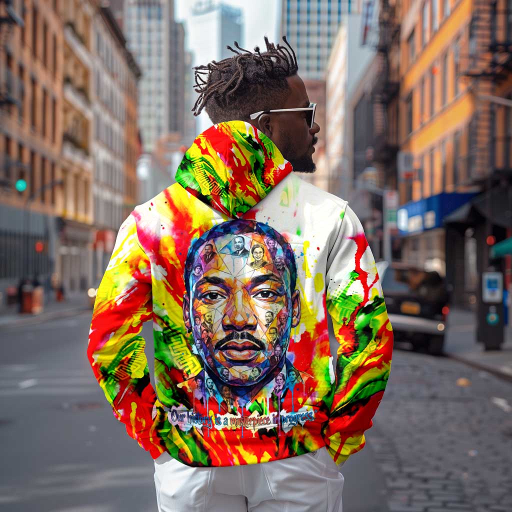 MLK Black Excellence Zip Hoodie Martin Luther King Jr Colorful Abstract Watercolor