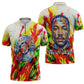 MLK Black Excellence Zipper Polo Shirt Martin Luther King Jr Colorful Abstract Watercolor
